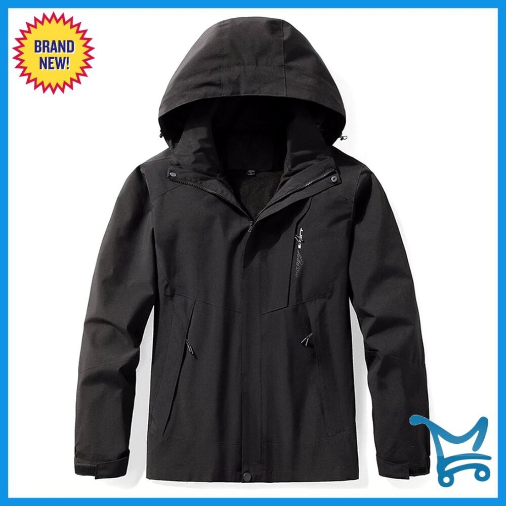 Men's Waterproof Rain Jacket Hooded Lightweight Windbreaker Outdoor Hiking